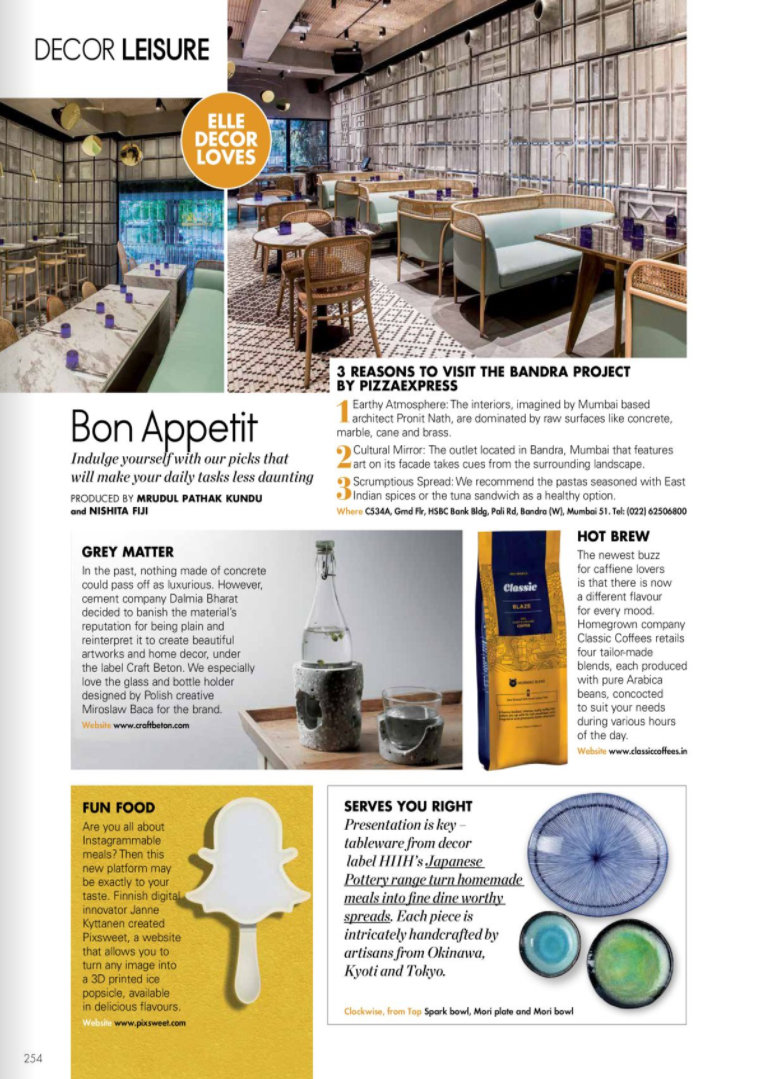 CLASSIC COFFEES - ELLE DECOR - AUG- SEPT ISSUE - PG254